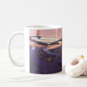 Vintage Aeroplane over Hudson River, New York City Coffee Mug