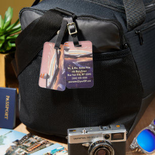 Vintage Aeroplane over Hudson River, New York City Luggage Tag