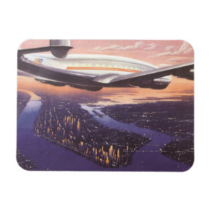 Vintage Aeroplane over Hudson River, New York City Magnet