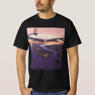 Vintage Aeroplane over Hudson River, New York City T-Shirt