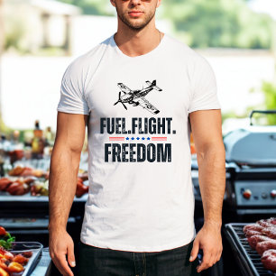 Vintage Aeroplane P-51 Fuel Flight Freedom Pilot T-Shirt