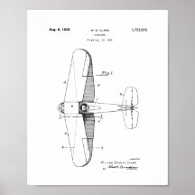 Vintage Aeroplane Patent Wall Art, Plane Poster