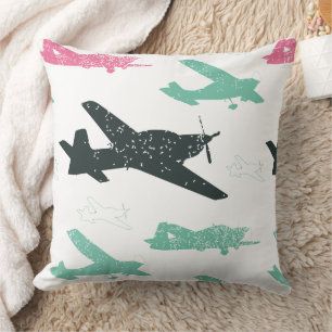 Vintage Aeroplane Pattern Cushion