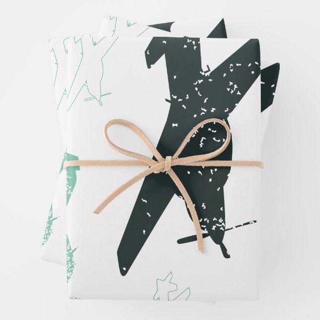 Vintage Aeroplane Pattern Wrapping Paper Sheet (In situ)