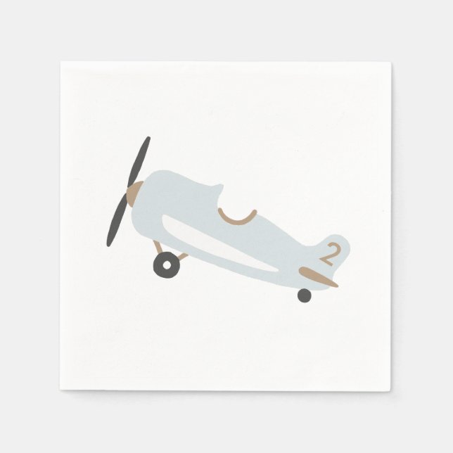 Vintage Aeroplane Personalised Kids Birthday Napkin (Front)