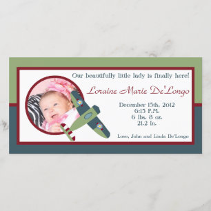 Vintage Aeroplane Photo Birth Announcement