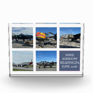 Vintage Aeroplane Photo Collage and Text Fun Custo Block