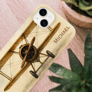 Vintage Aeroplane Pilot Name Fun Aviation Stylish Case-Mate iPhone 14 Plus Case