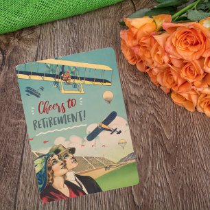 Vintage Aeroplane Pilot Retirement Poster Holiday Card