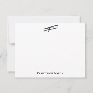 Vintage Aeroplane Pilot Retro Grey Modern Stylish Card