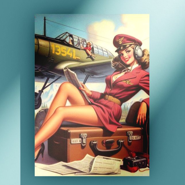 Vintage Aeroplane Pin-Up Illustration Postcard (Creator Uploaded)