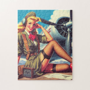 Vintage Aeroplane Pin-Up Jigsaw Puzzle