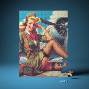 Vintage Aeroplane Pin-Up Jigsaw Puzzle