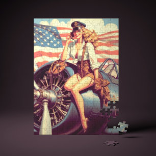 Vintage Aeroplane Pin-up Jigsaw Puzzle
