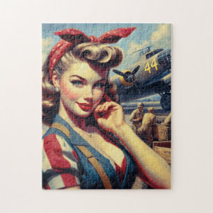 Vintage Aeroplane Pin Up Jigsaw Puzzle