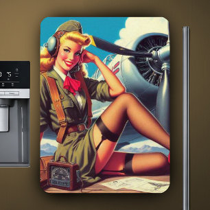 Vintage Aeroplane Pin-Up Magnet