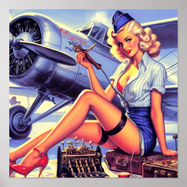 Vintage Aeroplane Pin-up Poster (Front)