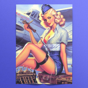 Vintage Aeroplane Pin-up Tissue Paper