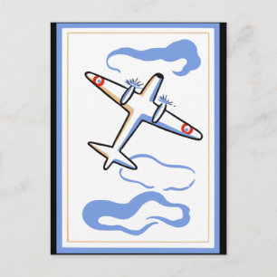 Vintage Aeroplane Print Postcard