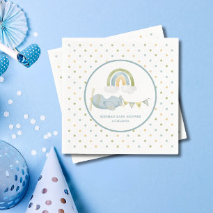 Vintage Aeroplane Rainbow Clouds Boy Baby Shower Napkin
