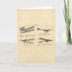 Vintage Aeroplane Retro Old Biplane Antique Planes Card
