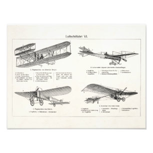 Vintage Aeroplane Retro Old Biplane Antique Planes Photo Print
