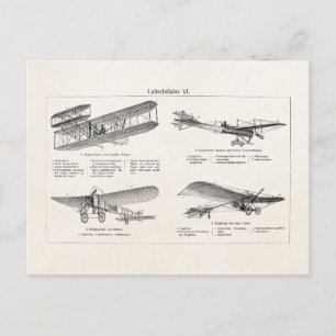 Vintage Aeroplane Retro Old Biplane Antique Planes Postcard