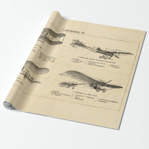Vintage Aeroplane Retro Old Biplane Antique Planes Wrapping Paper