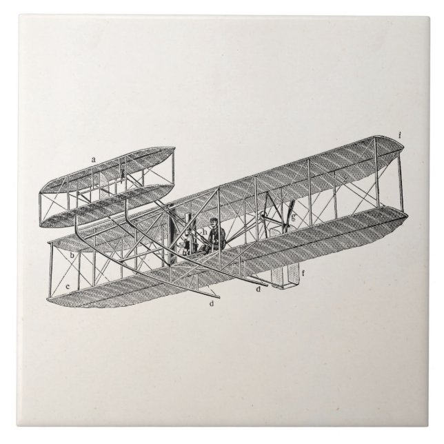 Vintage Aeroplane Retro Old Biplane Plane Biplanes Tile (Front)