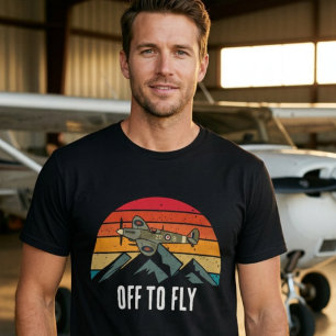 Vintage Aeroplane Retro Sunset Mountains Boyfriend T-Shirt