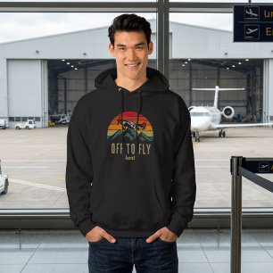 Vintage Aeroplane Retro Sunset Mountains Pilot Dad Hoodie