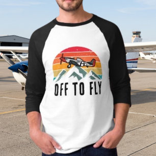 Vintage Aeroplane Retro Sunset Mountains Pilot Dad T-Shirt
