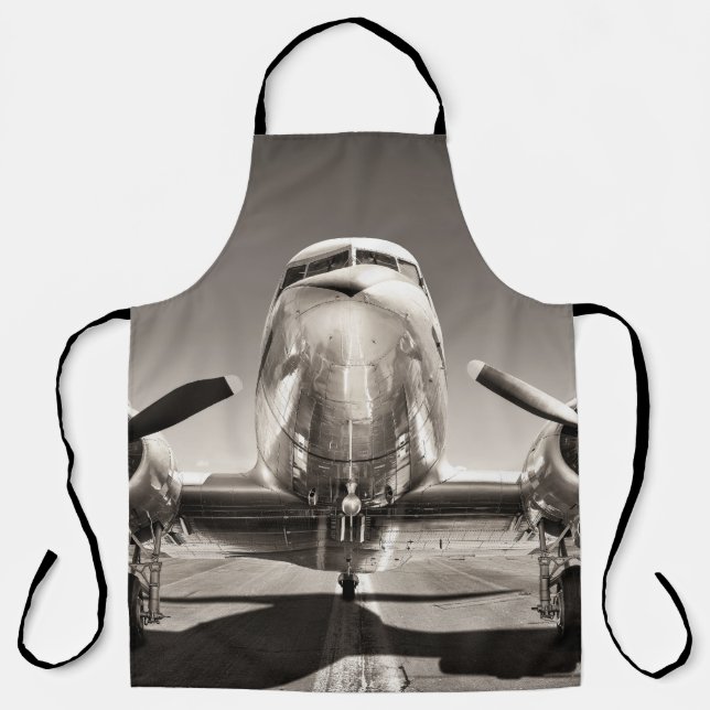 Vintage Aeroplane Runway Scene Apron (Front)