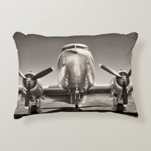 Vintage Aeroplane Runway Scene Decorative Cushion