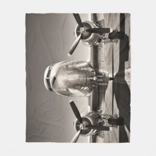 Vintage Aeroplane Runway Scene Fleece Blanket