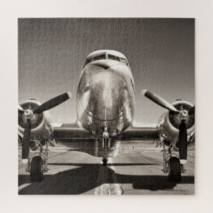 Vintage Aeroplane Runway Scene Jigsaw Puzzle