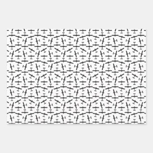 Vintage Aeroplane SilhouetteCUSTOM BACKGROUND COLO Wrapping Paper Sheet