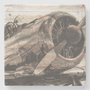 Vintage Aeroplane Stone Coaster