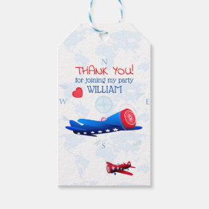 Vintage Aeroplane Thank You Birthday Party Gift Tags