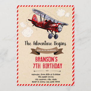 Vintage aeroplane theme invitation