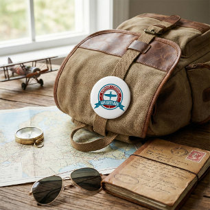 Vintage Aeroplane Tourism Adventures Logo Aviation 7.5 Cm Round Badge
