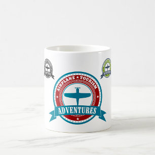 Vintage Aeroplane Tourism Adventures Logo Aviation Coffee Mug