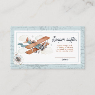 Vintage Aeroplane Travel Baby Shower Diaper Raffle Enclosure Card