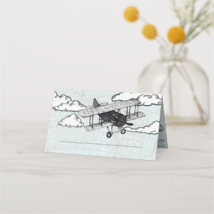 Vintage Aeroplane   Travel Party Place Card