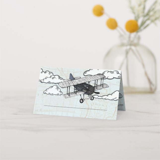 Vintage Aeroplane | Travel Party Place Card (Front)