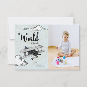 Vintage Aeroplane Travel Party   Thank You Card
