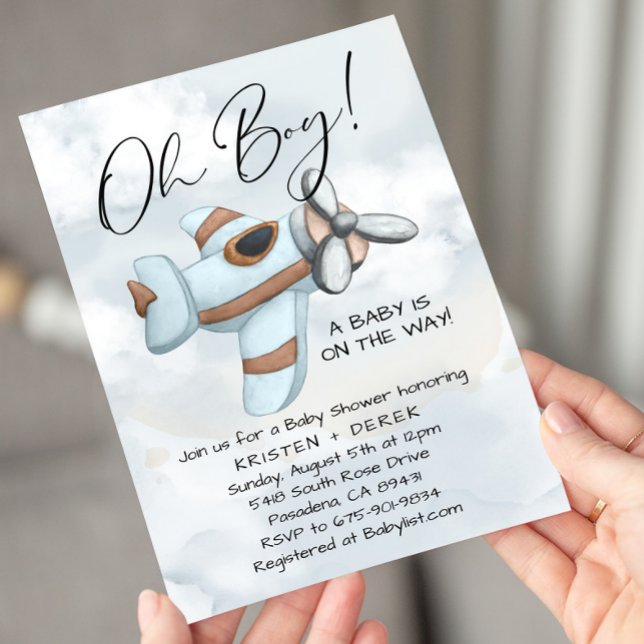 Vintage Aeroplane Up and Away Baby Shower Invitation (Creator Uploaded)