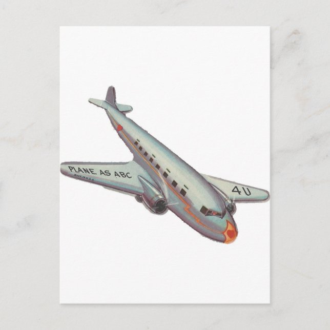 Vintage Aeroplane Valentine Holiday Postcard (Front)