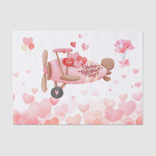 Vintage Aeroplane Valentine's Day Hearts, Balloons Tissue Paper
