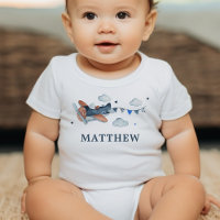Vintage Aeroplane Watercolor Baby Bodysuit
